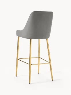 Sgabello Cucina In Velluto Grigio Ava