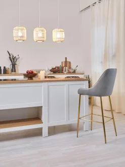 Sgabello Cucina In Velluto Grigio Ava