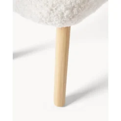 Sgabello Imbottito In Teddy Con Gambe In Legno Wing