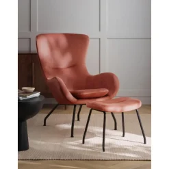 Sgabello Imbottito In Velluto Con Gambe In Metallo Wing