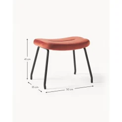 Sgabello Imbottito In Velluto Con Gambe In Metallo Wing