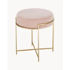 Sgabello In Velluto Con Struttura In Metallo Madeleine