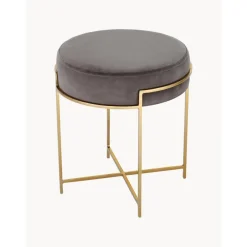 Sgabello In Velluto Con Struttura In Metallo Madeleine