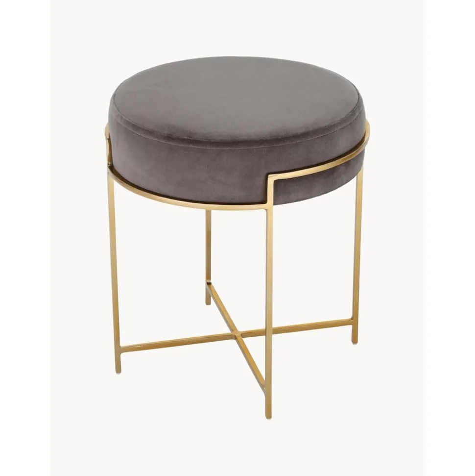 Sgabello In Velluto Con Struttura In Metallo Madeleine