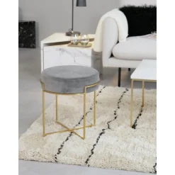 Sgabello In Velluto Con Struttura In Metallo Madeleine