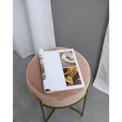 Sgabello In Velluto Con Struttura In Metallo Madeleine