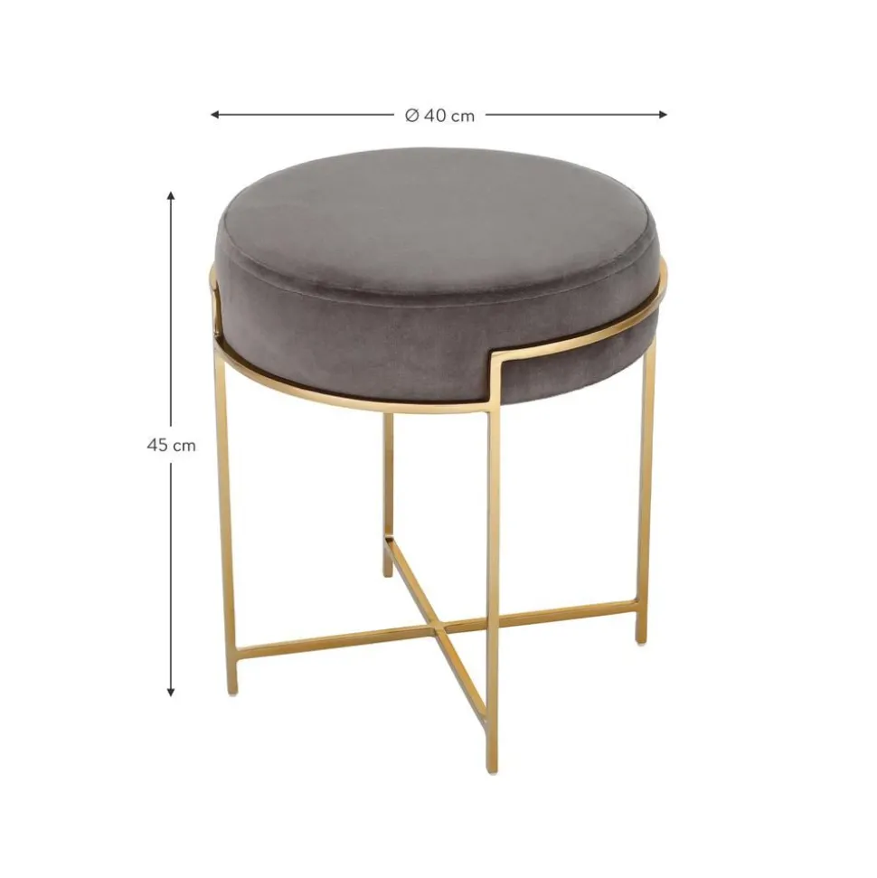 Sgabello In Velluto Con Struttura In Metallo Madeleine