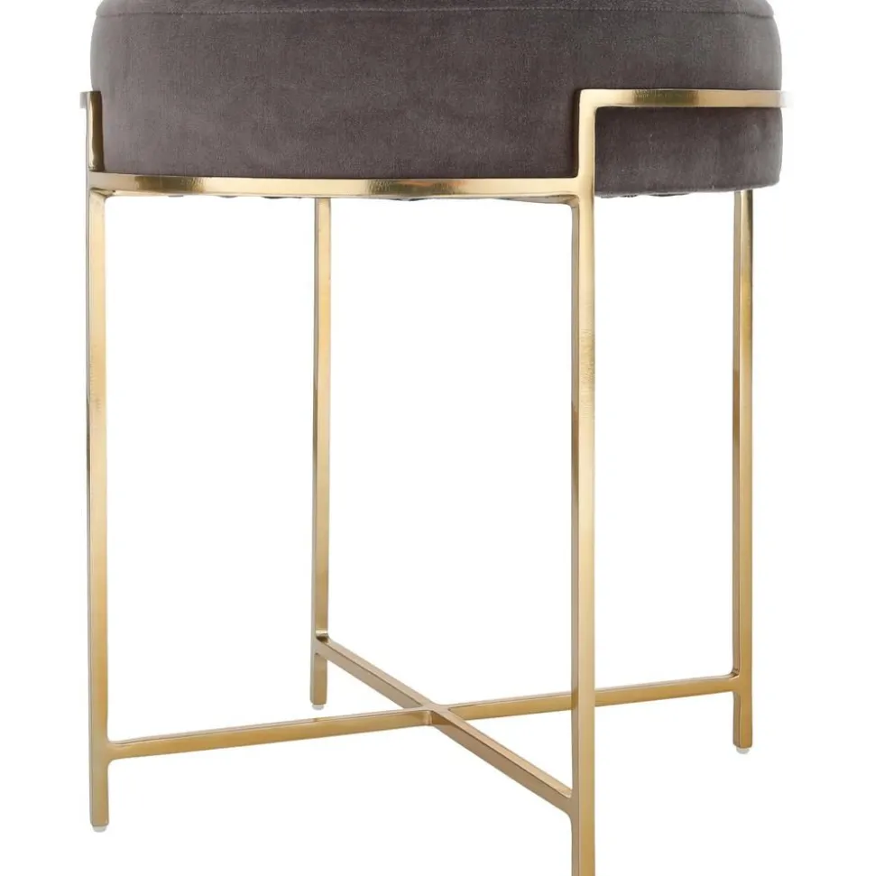 Sgabello In Velluto Con Struttura In Metallo Madeleine