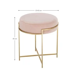 Sgabello In Velluto Con Struttura In Metallo Madeleine