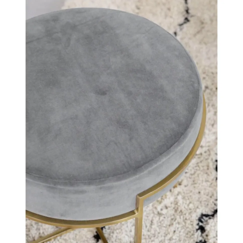 Sgabello In Velluto Con Struttura In Metallo Madeleine
