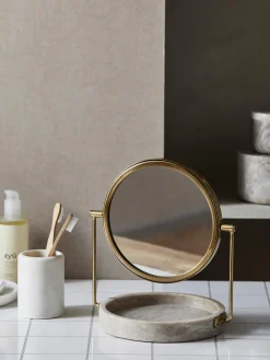 Specchio Cosmetico Con Base In Marmo Haja