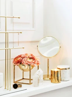 Specchio Cosmetico Rotondo Con Ingrandimento E Base In Metallo Classic