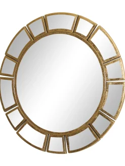 Specchio Da Parete Rotondo Con Cornice Dorata Dinus