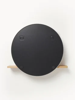 Specchio Da Parete Rotondo Con Mensola In Legno Aaron