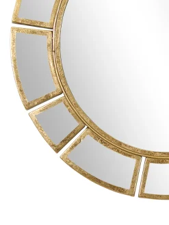 Specchio Da Parete Rotondo Con Cornice Dorata Dinus