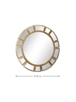 Specchio Da Parete Rotondo Con Cornice Dorata Dinus