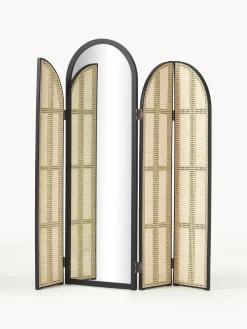 Specchio Da Terra Con Paravento In Rattan Aura
