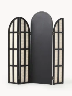 Specchio Da Terra Con Paravento In Rattan Aura