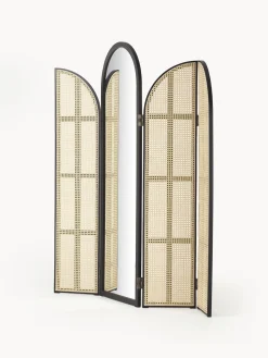 Specchio Da Terra Con Paravento In Rattan Aura