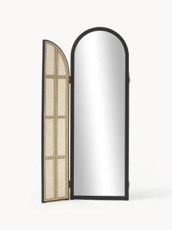 Specchio Da Terra Con Paravento In Rattan Aura