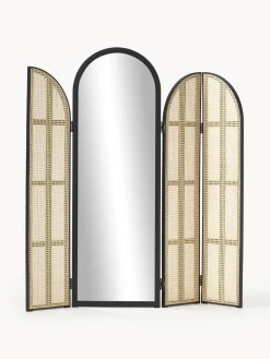 Specchio Da Terra Con Paravento In Rattan Aura