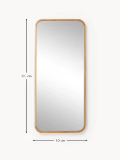 Specchio Grande Angolare Da Appoggio Con Cornice In Legno Di Quercia Levan