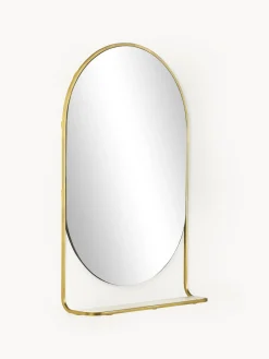 Specchio Ovale Da Parete Con Mensola In Marmo Verena