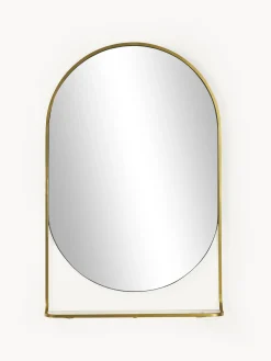 Specchio Ovale Da Parete Con Mensola In Marmo Verena