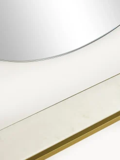 Specchio Ovale Da Parete Con Mensola In Marmo Verena