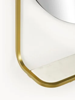 Specchio Ovale Da Parete Con Mensola In Marmo Verena