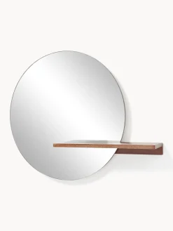 Specchio Rotondo Da Parete Con Mensola In Legno Sandro