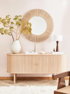 Specchio Rotondo Da Parete Con Cornice In Corda Beige Citra