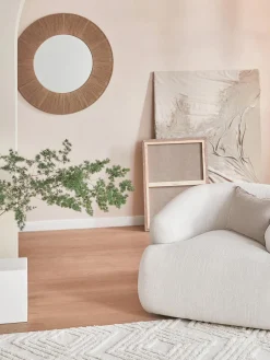 Specchio Rotondo Da Parete Con Cornice In Corda Beige Citra