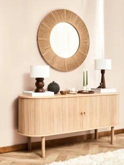 Specchio Rotondo Da Parete Con Cornice In Corda Beige Citra