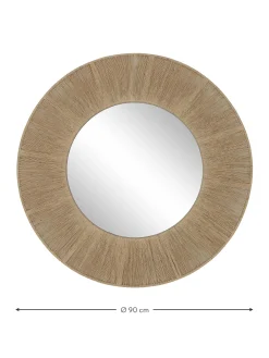 Specchio Rotondo Da Parete Con Cornice In Corda Beige Citra