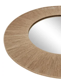 Specchio Rotondo Da Parete Con Cornice In Corda Beige Citra