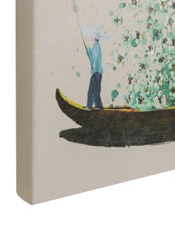 Stampa Su Tela Dipinta A Mano Flower Boat