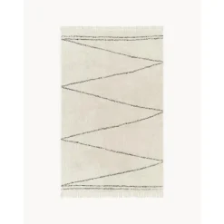 Tappeto In Cotone Fatto A Mano Con Motivo A Zigzag E Frange Asisa