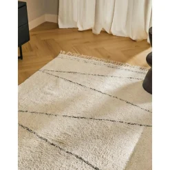 Tappeto In Cotone Fatto A Mano Con Motivo A Zigzag E Frange Asisa