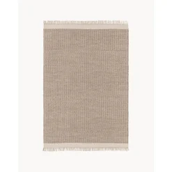 Tappeto In Lana Tessuto A Mano Con Frange Kim