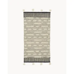 Tappeto In Lana Tessuto A Mano Con Frange Rue