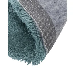 Tappeto Rotondo A Pelo Lungo Blu Petrolio Davin, Fatto A Mano