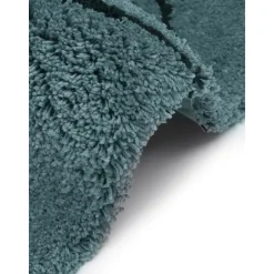 Tappeto Rotondo A Pelo Lungo Blu Petrolio Davin, Fatto A Mano