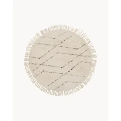 Tappeto Rotondo In Cotone Taftato A Mano Con Motivo Rombi Bina