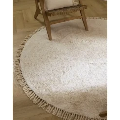 Tappeto Rotondo In Cotone Fatto A Mano Con Frange Daya