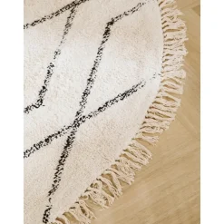 Tappeto Rotondo In Cotone Taftato A Mano Con Motivo Rombi Bina