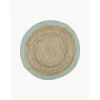 Tappeto Rotondo In Juta Fatto A Mano Con Bordo Verde Menta Shanta