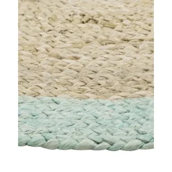 Tappeto Rotondo In Juta Fatto A Mano Con Bordo Verde Menta Shanta