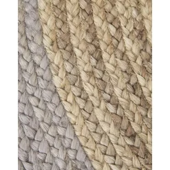Tappeto Rotondo In Juta Fatto A Mano Con Bordo Grigio Shanta