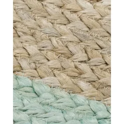 Tappeto Rotondo In Juta Fatto A Mano Con Bordo Verde Menta Shanta